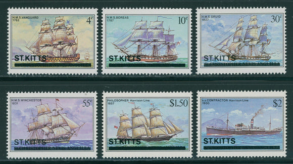 St. Kitts Scott #38-43 MNH Sailing Ships $$ 435186