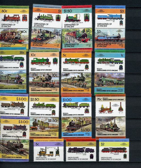 Locomotives Assortment #2 Locomotives - Bequia SVG Union See Scan MNH $$ 435201