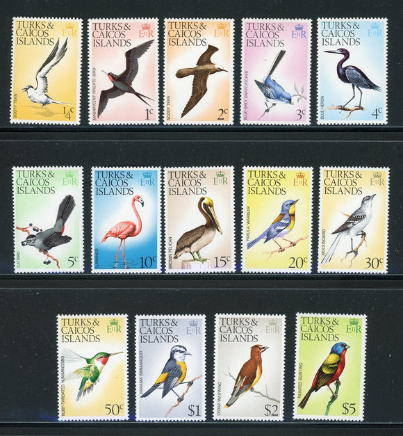 Turks & Caicos Scott #265b-279A MLH Birds FAUNA WMK 373 CV$20+ 439389