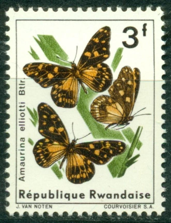 Rwanda Scott #121 MNH Butterflies 3fr Insects FAUNA CV$5+