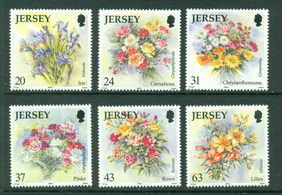 Jersey Scott #872-877 MNH Jersey Autumn Flowers FLORA CV$6+