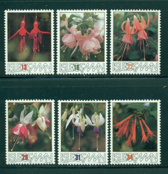 Isle of Man Scott #371-376 MNH Fuchsia Blossoms CV$4+