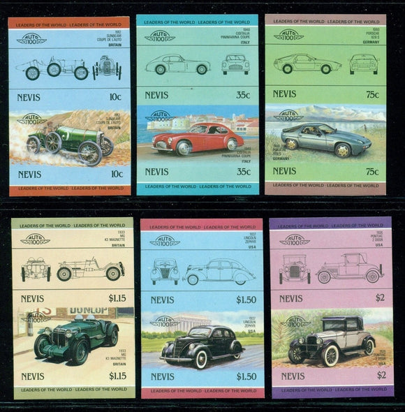 Nevis Michel 314-325 IMPERF Pairs MNH Cars Automobiles Issued 10/4/85 Rare $$$