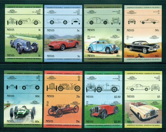 Nevis Michel 232-247 IMPERF Pairs MNH Cars Automobiles Issued 2/20/85 Rare $$$