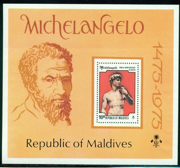 Maldive Islands Scott #601 MNH S/S Michelangelo 500th Birth ANN CV$6+