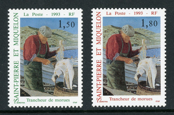 St. Pierre & Miquelon Scott #589-590 MNH Slicing Cod $$