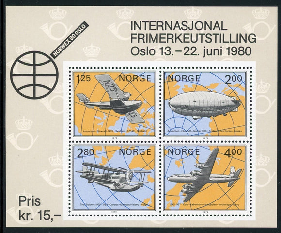 Norway Scott #753 MNH S/S Norwex '80 Stamp EXPO AVIATION CV$5+