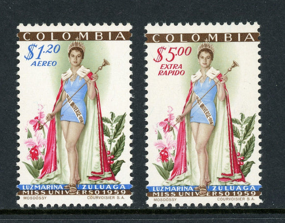 Colombia Scott #C317-C318 MVLH Miss Universe Flowers Orchids FLORA CV$46+