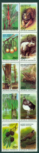 Indonesia Scott #1622 MNH BLOCK of 10 Birds Flowers FLORA FAUNA CV$5+