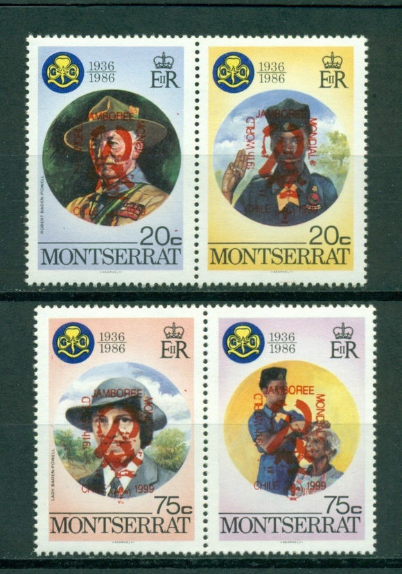 Montserrat Scott #966-967 MNH PAIRS OVPT World Jamboree on Scouting Issue CV$3+