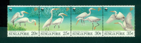 Singapore Scott #673a MNH STRIP of 4 Chinese Egret Birds FAUNA CV$5+