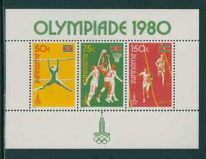 Surinam Scott #556a MNH S/S OLYMPICS 1980 Moscow CV$2+