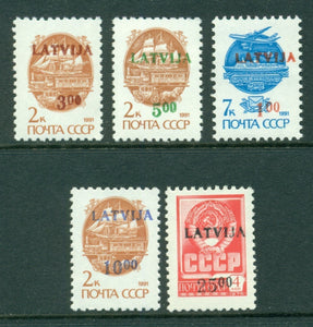 Latvia Scott #327-331 MNH SCHGS on Russia CV$4+