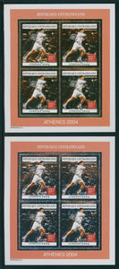 Central African Republic Scott #1477-1478 MNH BLOCKS OLYMPICS 2004 FOILS CV$88+