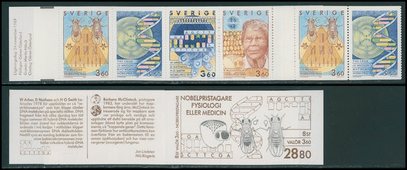 Sweden Scott #1775a MNH BOOKLET of 6 Nobel Laureates in Physiology 1989 CV$11+