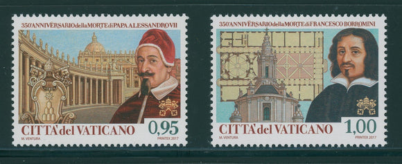 Vatican Scott #1642-1643 MNH Pope Alexander VII, Francesco Borromini CV$4+