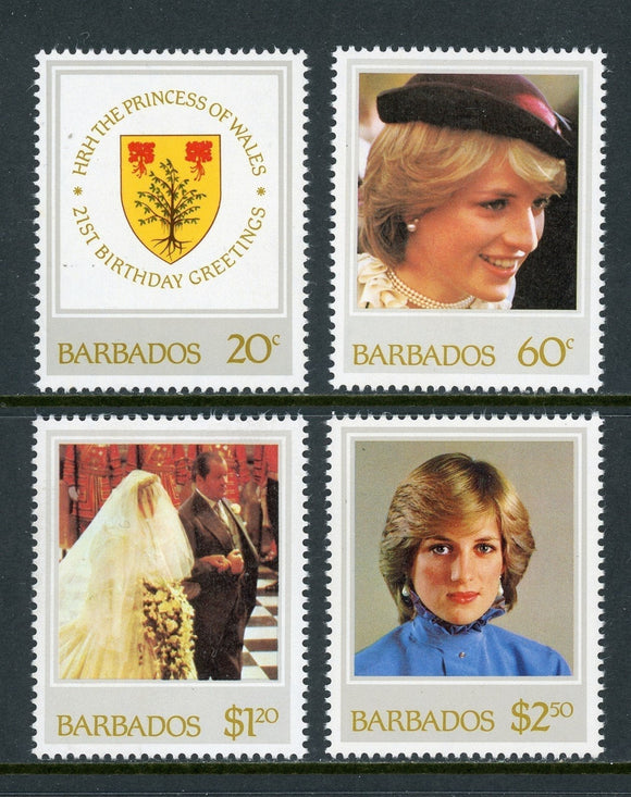 Barbados Scott #585-588 MNH Princess Diana's 21st Birthday CV$3+