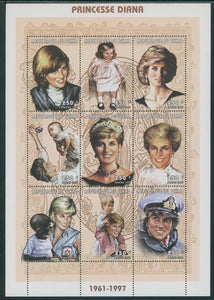 Chad Scott #749 MNH SHEET of 9 1997 Princess Diana 250fr CV$8+