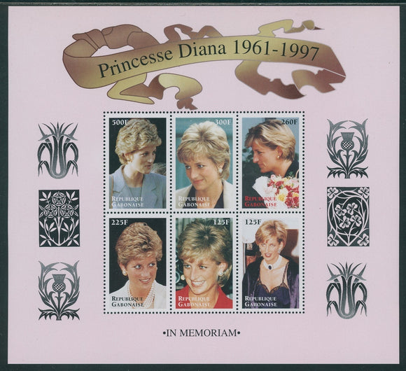 Gabon Scott #908 MNH SHEET of 6 Princess Diana 1961-1997 CV$8+