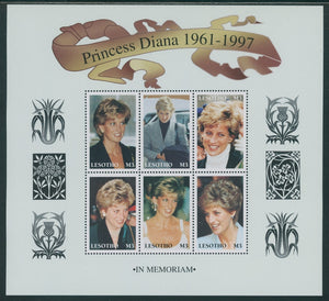 Lesotho Scott #1089 MNH SHEET of 6 Princess Diana 1961-1997 CV$9+