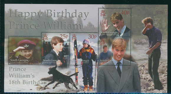 South Georgia Scott #261 MNH SHEET Prince William 18th Birthday CV$16+