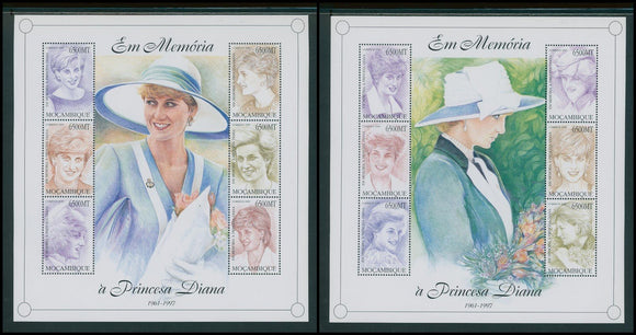 Mozambique Scott #1334-1335 MNH SHEETS 1999 Princess Diana In Memoriam CV$15+