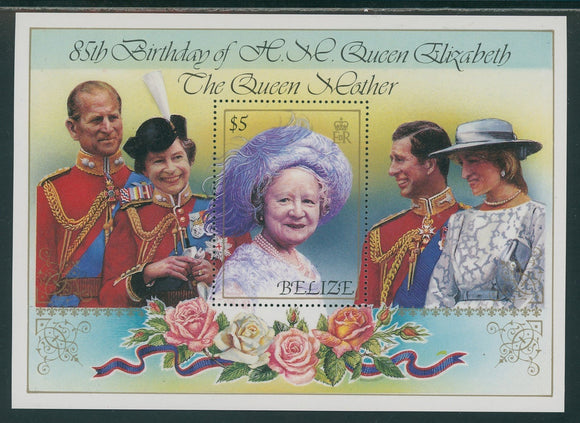 Belize Scott #762 MNH S/S Queen Mother Elizabeth 85th Birthday CV$4+