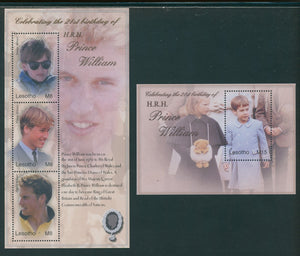 Lesotho Scott #1330-1331 MNH SHEETS Prince William 21st Birthday CV$12+