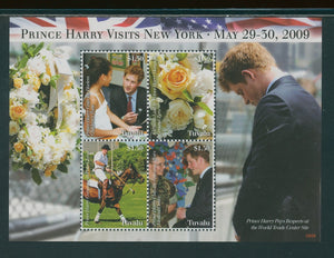 Tuvalu Scott #1093 MNH SHEET Prince Harry Visits New York 2009 CV$8+