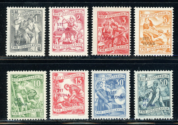 Trieste Zone B MNH Scott #68-75 Complete OVPTs of 1953 CV$25+