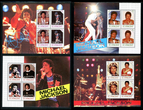 St. Vincent Scott #3663-3666 MNH SHEETS Michael Jackson CV$21+ 378325