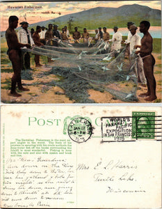 Postcard 1915 Seattle WA Hawaiian Fishermen to Turtle Lake WI $$ 383540 ISH