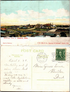 Postcard 1908 Guthrie OK View to Butler IN $$ 383880 ISH