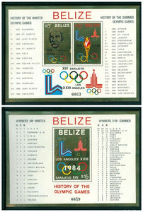 Belize note after Scott #561-562 MNH S/S History of Olympics GOLD CV$80+ 384288