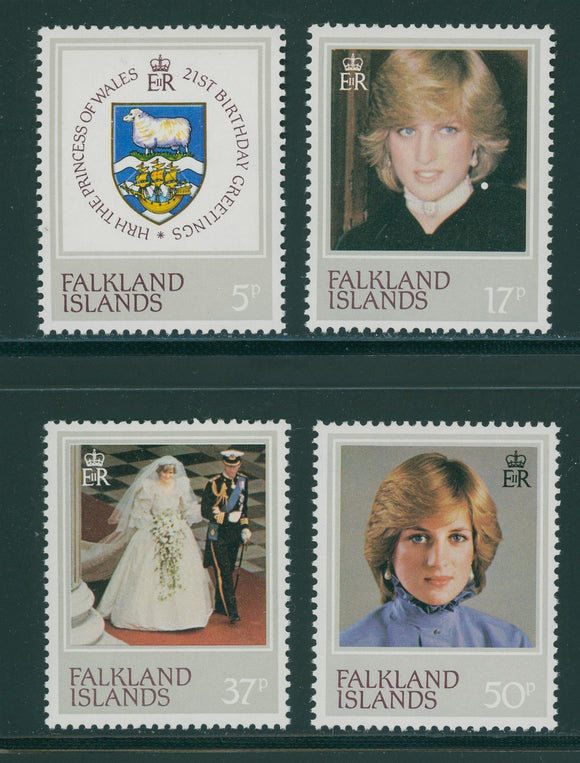 Falkland Islands Scott #348-351 MNH Princess Diana 21st Birthday CV$2+ 384480