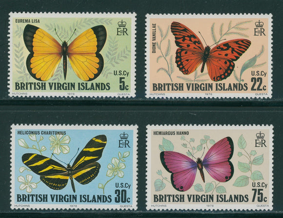 Virgin Islands Scott #342-345 MNH Butterflies Insects FAUNA CV$4+ 384752
