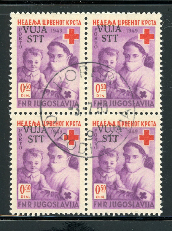 Trieste Zone B Scott #RAJ2 50p Used Postal Tax Postage Due 1950 BLOCK CV$5+