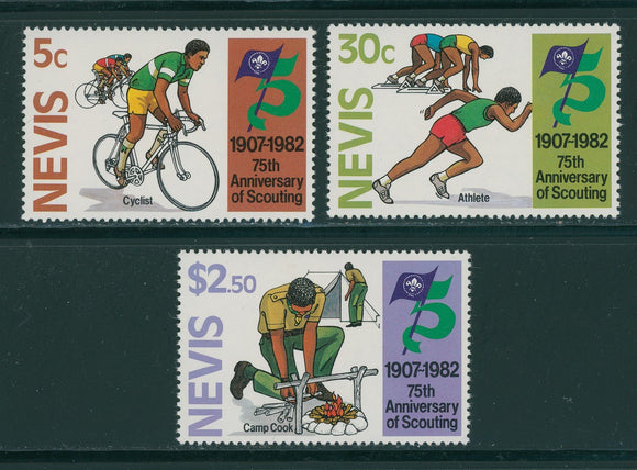 Nevis Scott #156-158 MNH Scouting 75th ANN $$ 396298