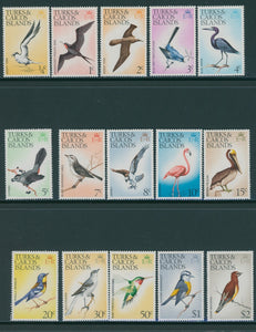 Turks & Caicos Scott #265-279 MNH 1973 Birds Fauna Definitives CV$35+ 406795