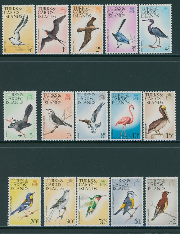 Turks & Caicos Scott #265-279 MNH 1973 Birds Fauna Definitives CV$35+ 406795