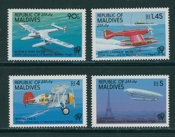 Maldive Islands Scott #980-983 MNH Manned Flight Bicentenary CV$14+ 408473
