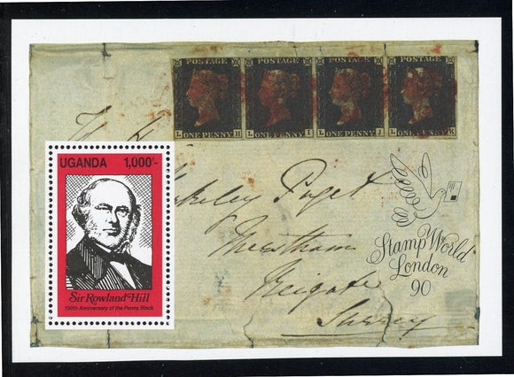 Uganda Scott #798 MNH S/S Sir Rowland Hill Penny Black CV$5+ 409872 ISH