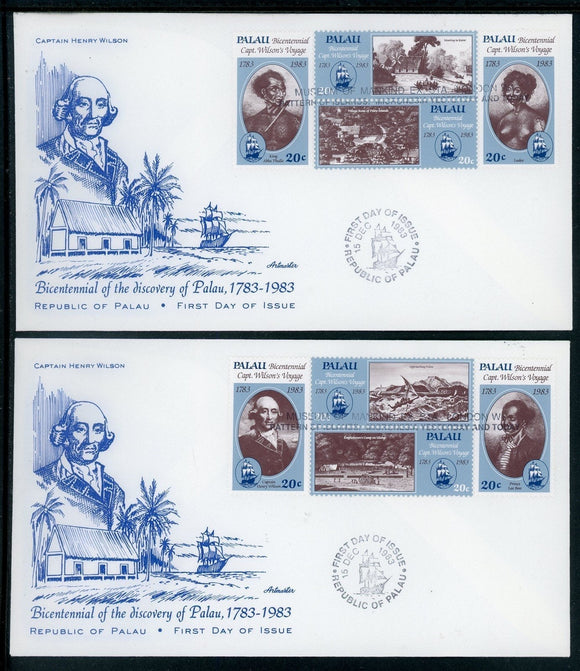Palau Scott #33-40-2 FIRST DAY COVERS Captain Wilson's Voyage $$ 414188