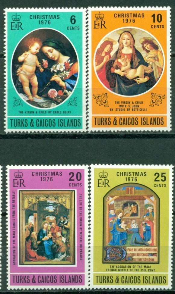 Turks & Caicos Islands Scott #317-320 MNH Christmas 1976 Art $$