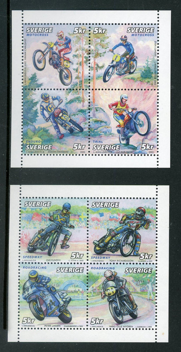 Sweden Scott #2446-2447 MNH PANES Motorcycle Racers CV$13+ 417441