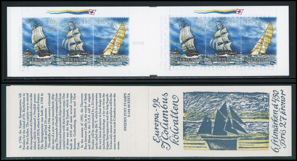 Sweden Scott #1948a MNH BKLT Europa 1992 Sailing Ships CV$13+ 423893