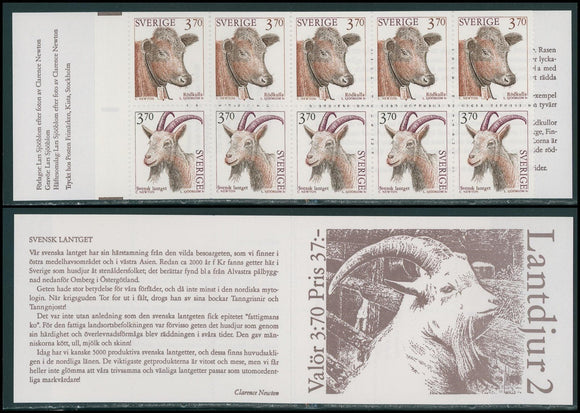 Sweden Scott #2050a MNH BKLT Domestic Animals FAUNA Cows Goats CV$10+ 423926