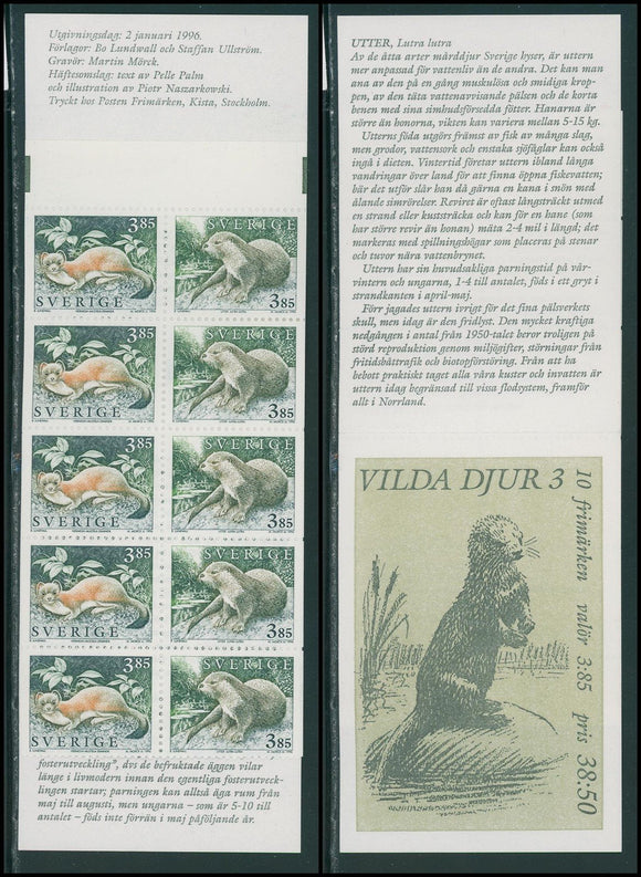 Sweden Scott #1925a MNH BKLT Wild Animals Fauna CV$16+ 423937