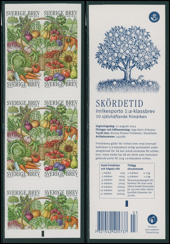 Sweden Scott #2468e SA BKLT Harvest Time CV$18+ 424024