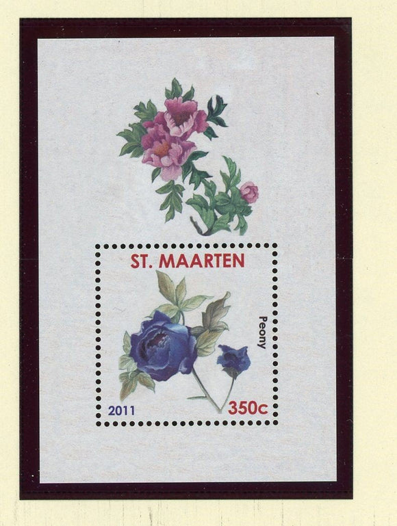 St Martin Scott #4 MNH S/S Peonies FLORA Flowers CV$4+ 427620